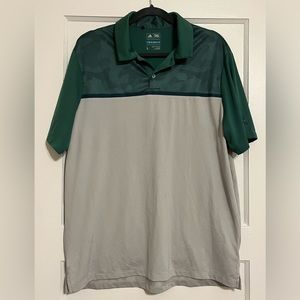 Mens green and grey Adidas golf polo. Size large. Excellent used condition